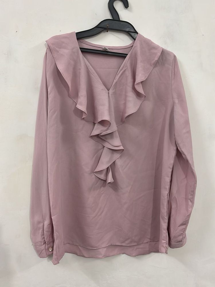 Chic Ruffled V-Neck Blouse