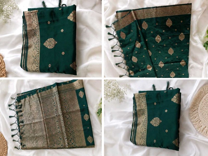 Elegant Emerald Green Banarasi Silk Saree