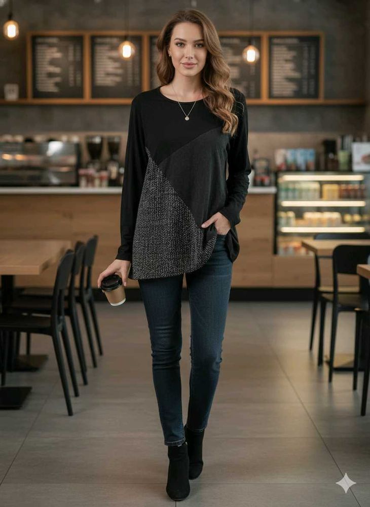 Stylish Patchwork Long Sleeve Top