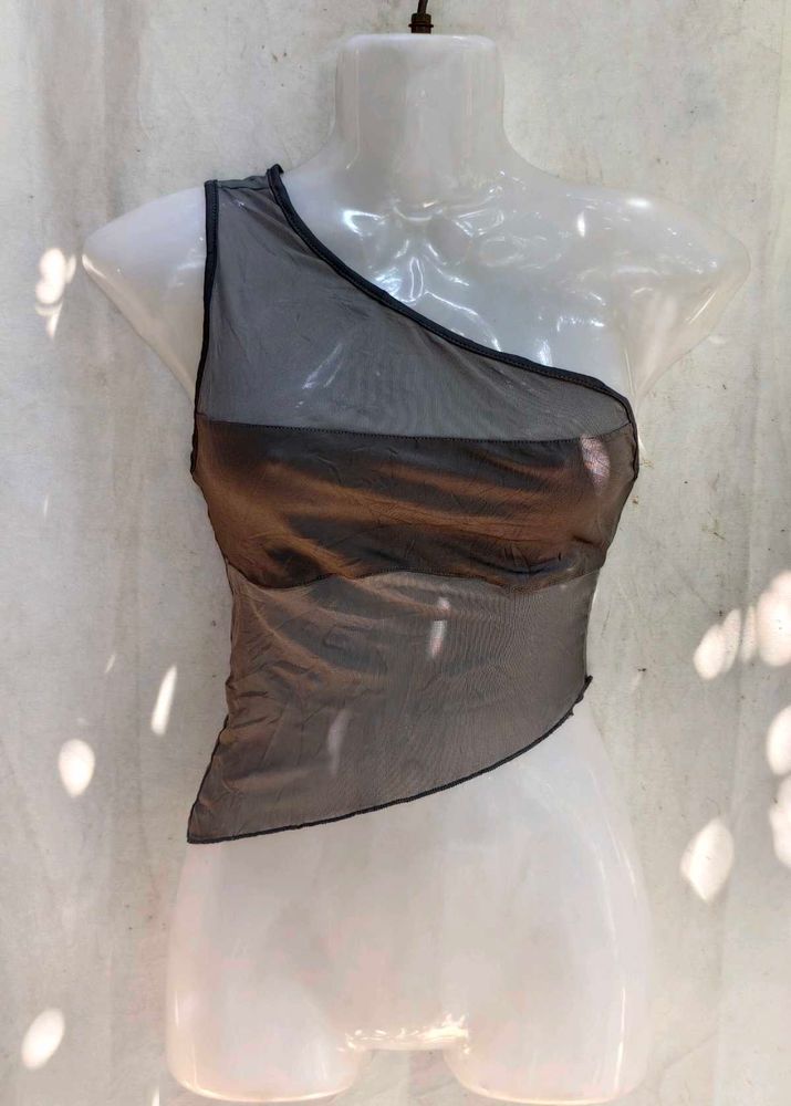 Sheer One-Shoulder Top