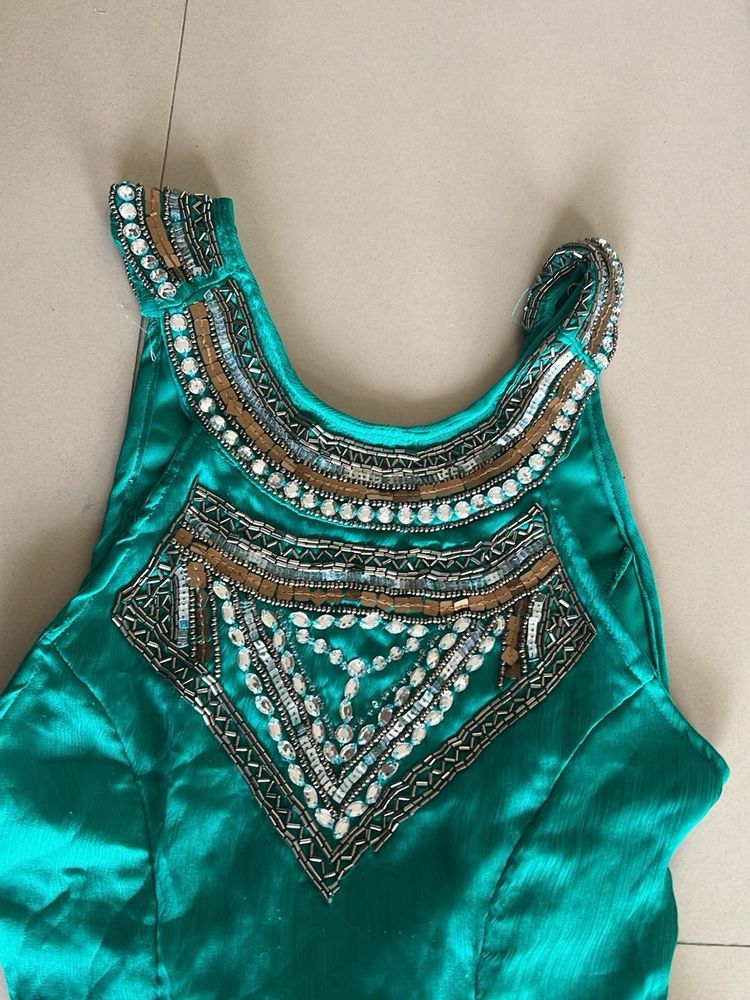 Emerald Green Beaded Top
