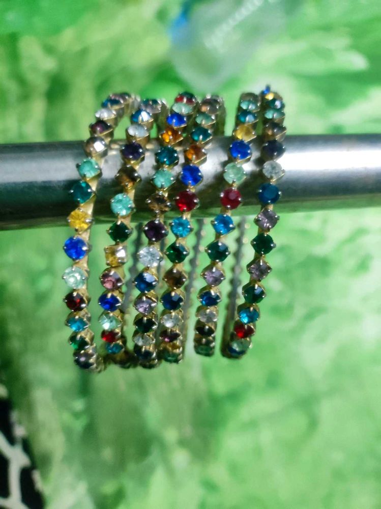 Colorful Rhinestone Bangles Set
