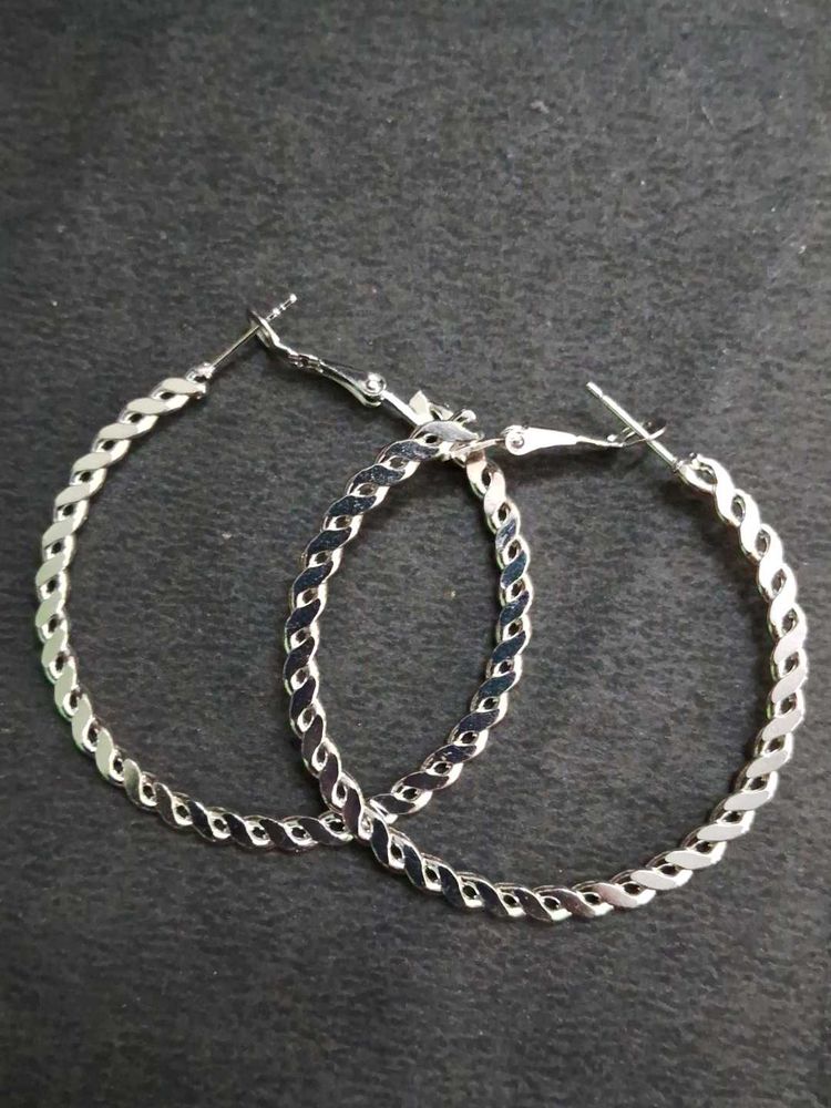 Chunky Silver Hoop Earrings