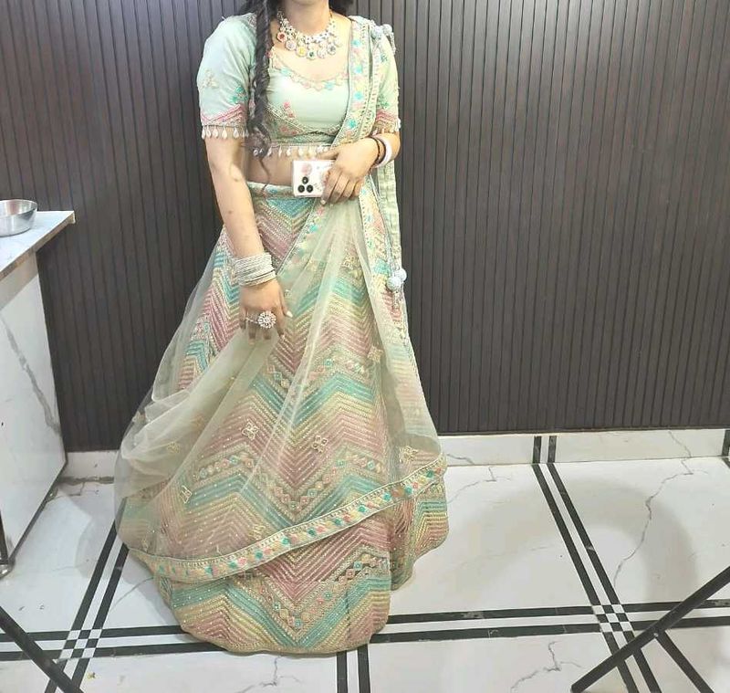 Stunning Pastel Embroidered Lehenga Choli