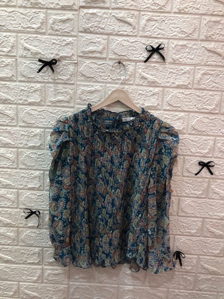 Boho Paisley Print Ruffle Top🎗️☁️