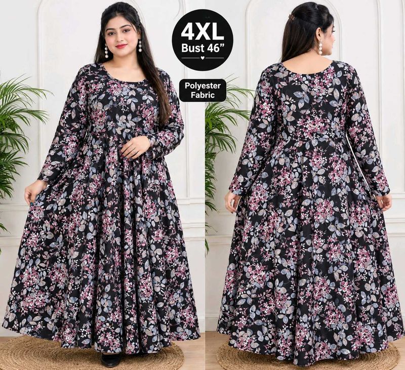 Floral Print Maxi Gown - Size 4XL