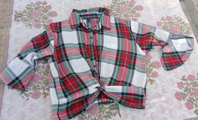 Plaid Twist Front Shirt