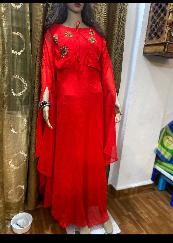 Red Georgette Gawn