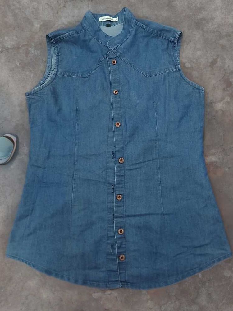 Price Dropped : Sleeveless Denim Tunic Top