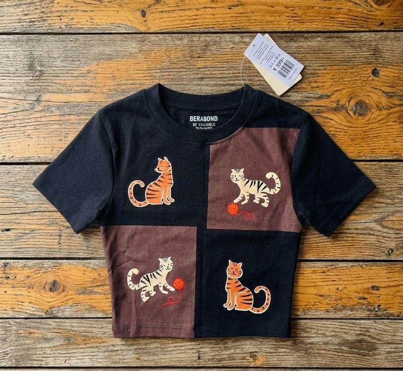 Cute Cat Patchwork Crop Top🐈