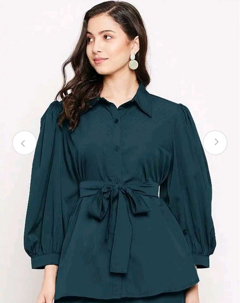 Elegant Teal Kurti with Puff Sleeves