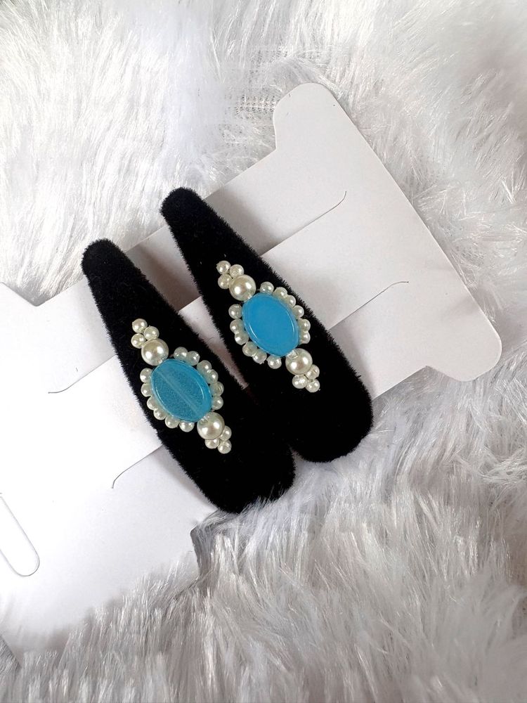 Pearl &amp; glass bead Hair Clips - Set of 2