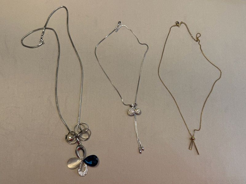 Set of 3 Fashion Necklaces + freebie brooch