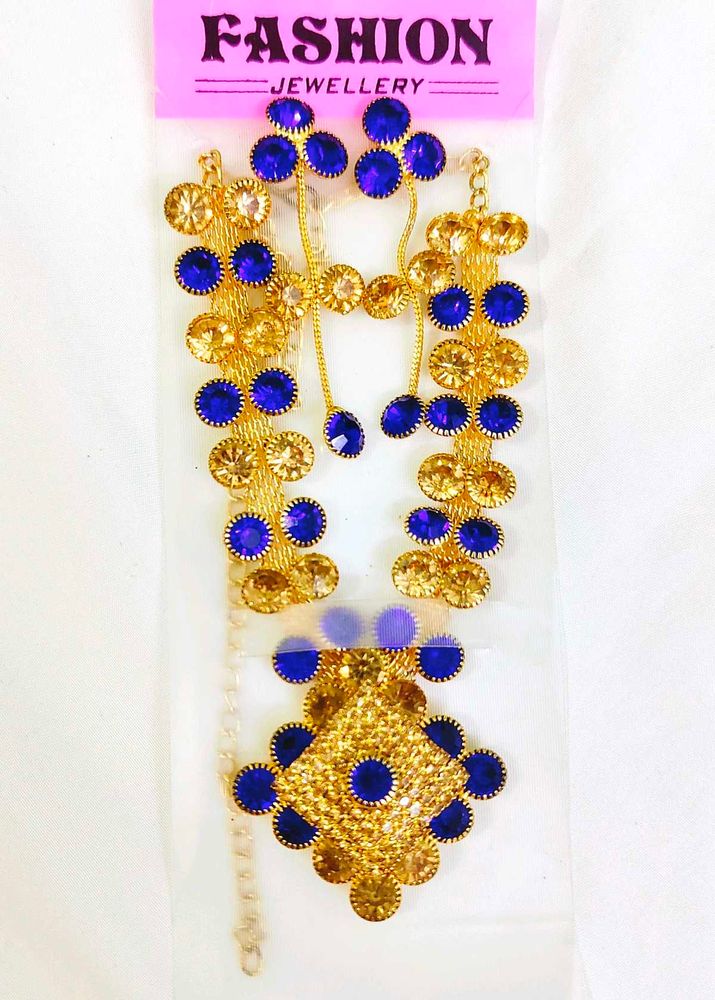 Royal Blue Stone Necklace Set