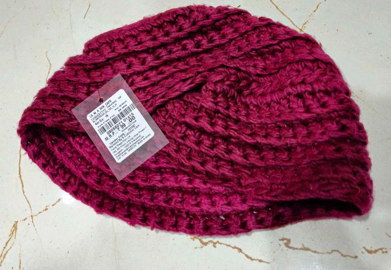 Handmade Knit Beanie - Raspberry