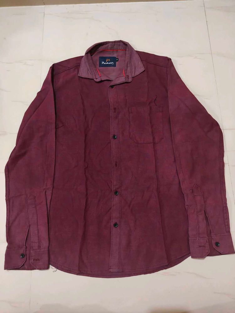 Men's Maroon Casual Shirt