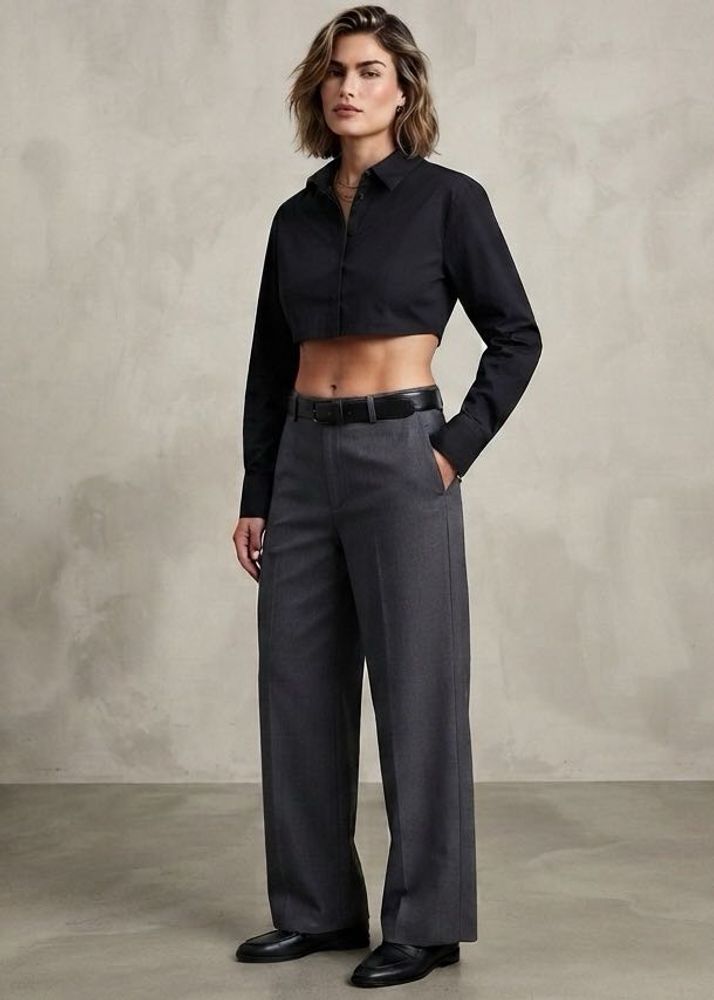 🖤 H&amp;M Divided Ultra-Cropped Black Button-Up Shirt
