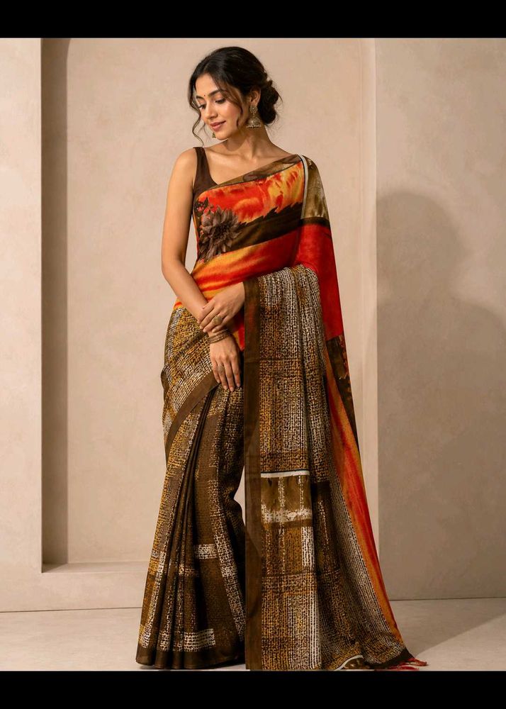 Designer Saree with Abstract Print