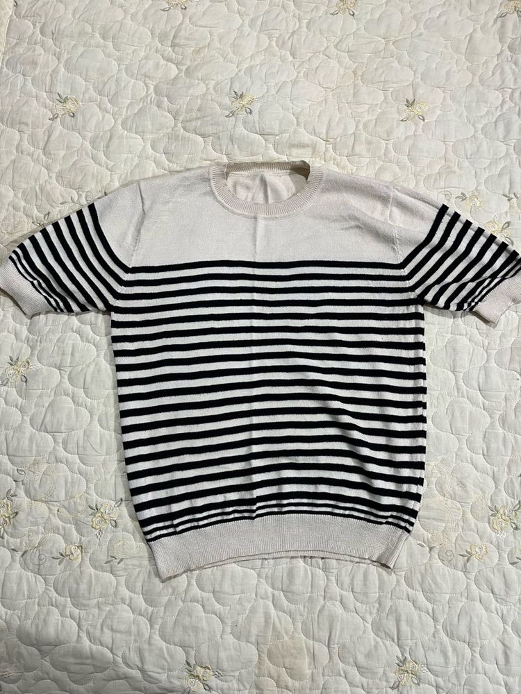 Striped Short-Sleeve Knit Top
