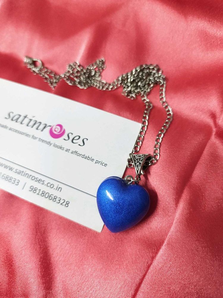 Vibrant Blue Heart Pendant Necklace