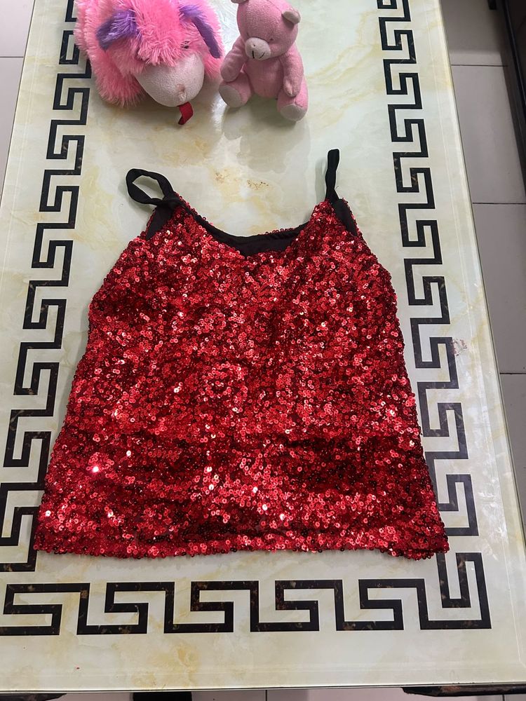 Red sequin party top