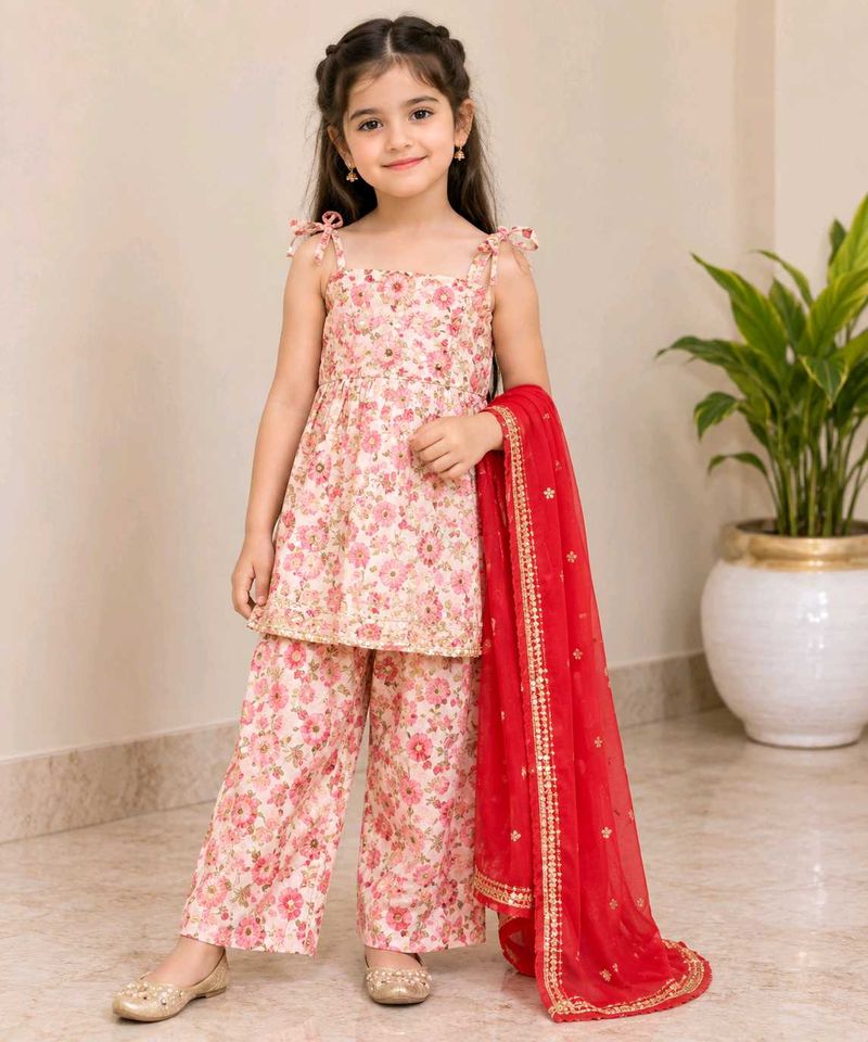 Floral Kurti Set with Dupatta