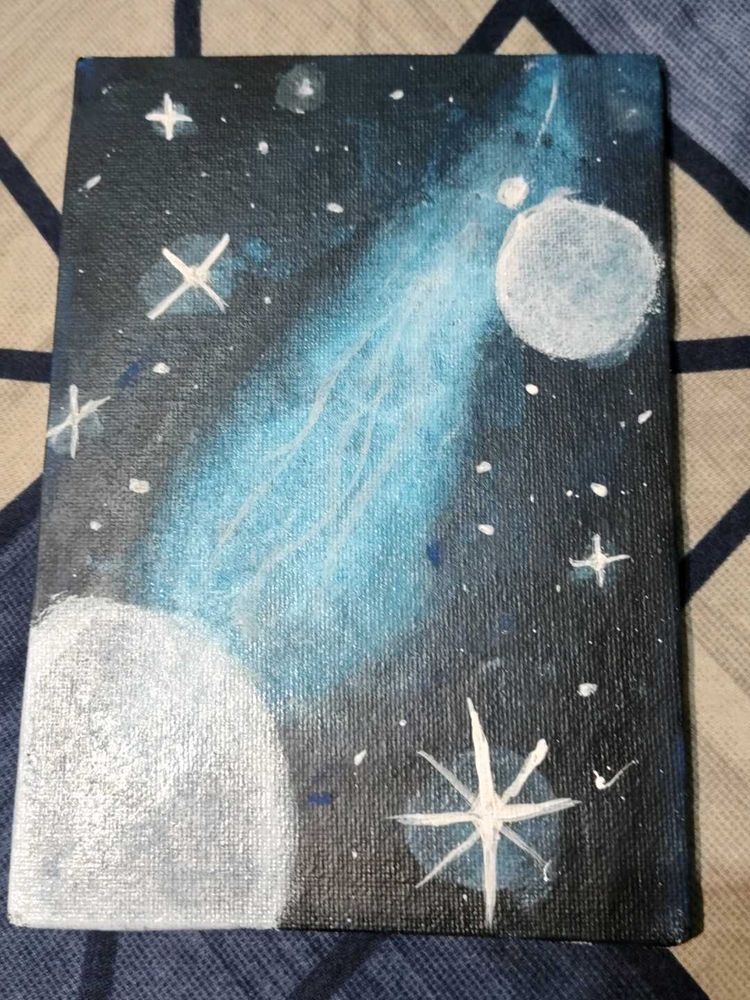 Hand-Painted Cosmic Canvas Art.made by my daughter