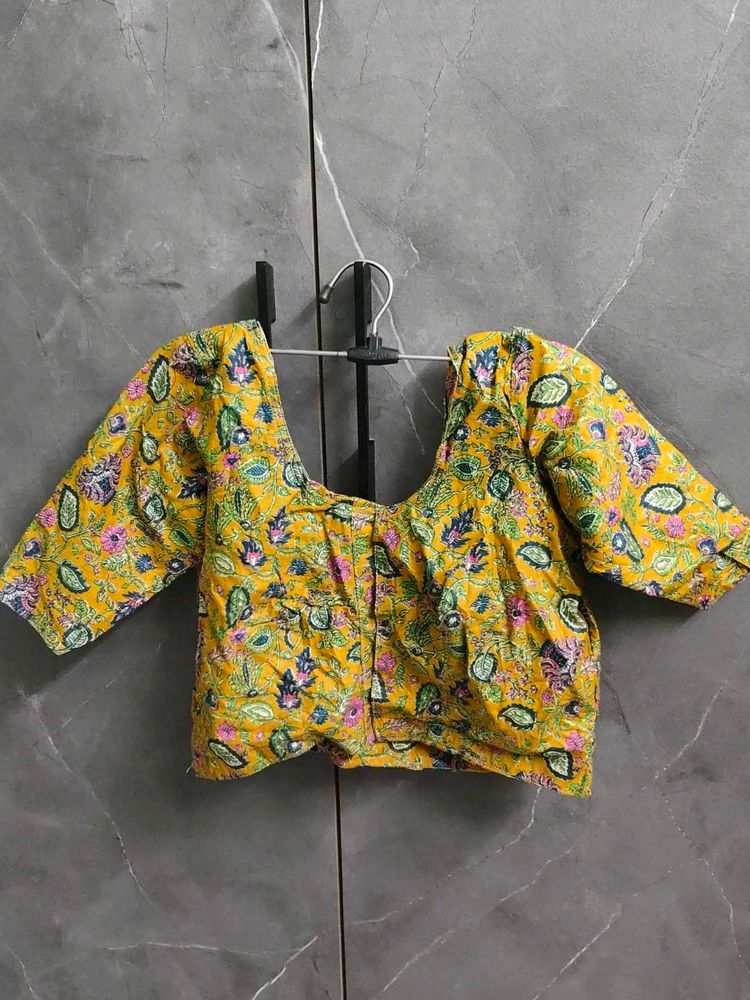 Vibrant Yellow Floral Print Blouse