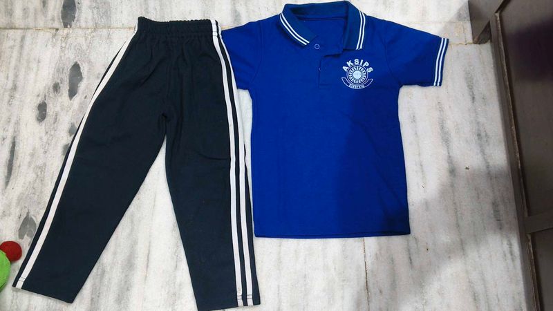 Kids Blue Polo Shirt &amp; Track Pants Set