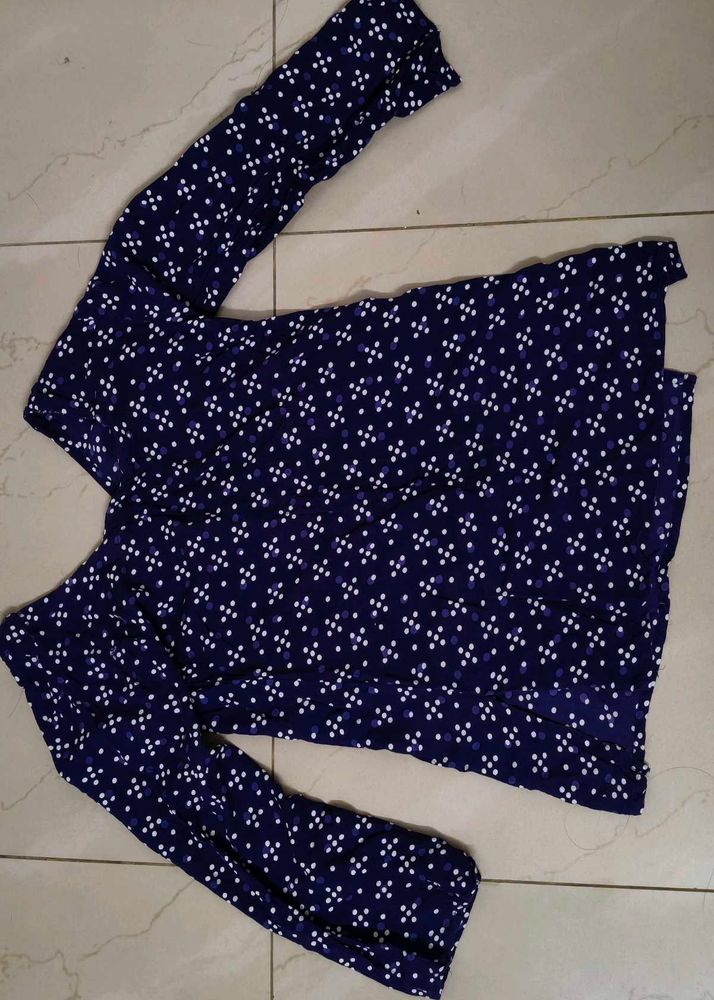 Blue Square Neck Straight Sleeve Corset Kurti