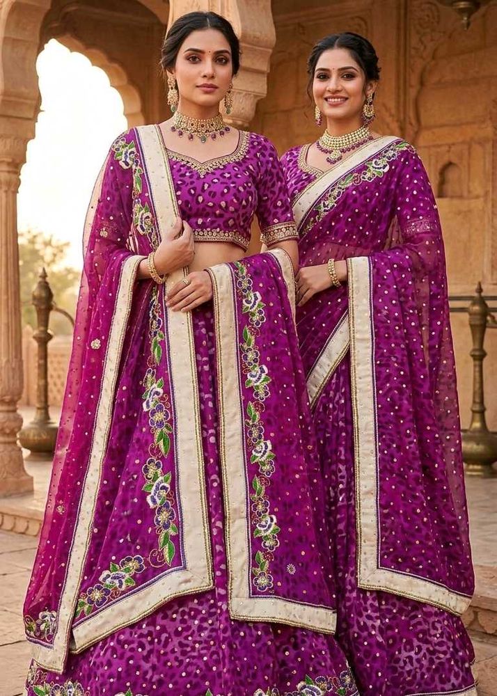 Purple Embroidered Saree