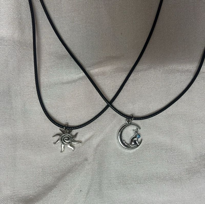 Sun &amp; Moon Cat Pendant Necklaces