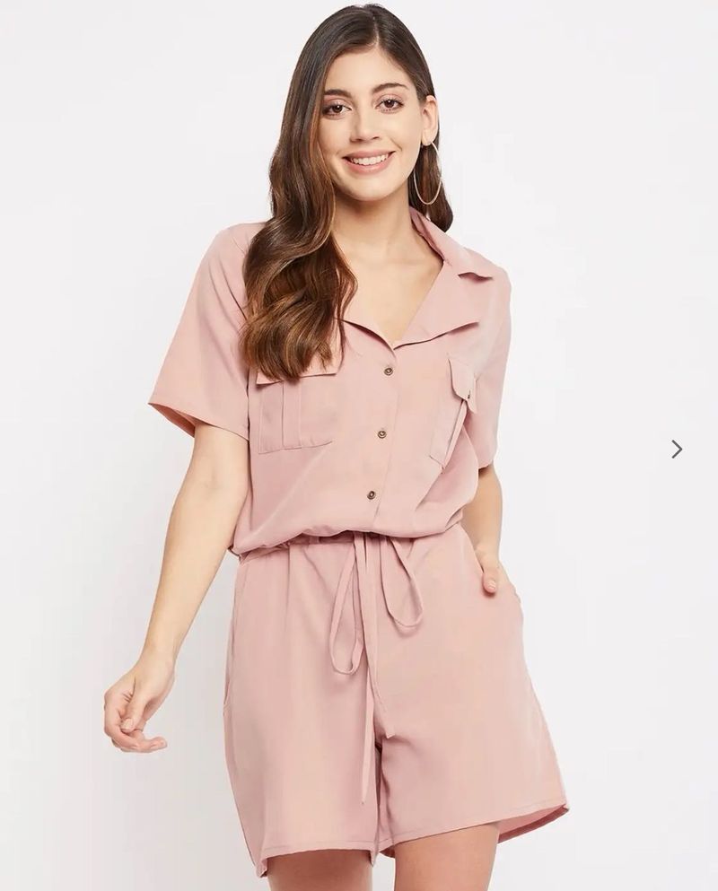 Women's Button-Up Short Jumpsuit