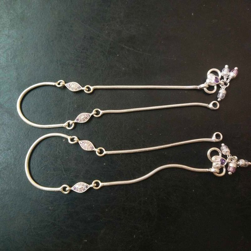 Pure Silver Anklets पायल For Women&amp; Girls. 1 pair