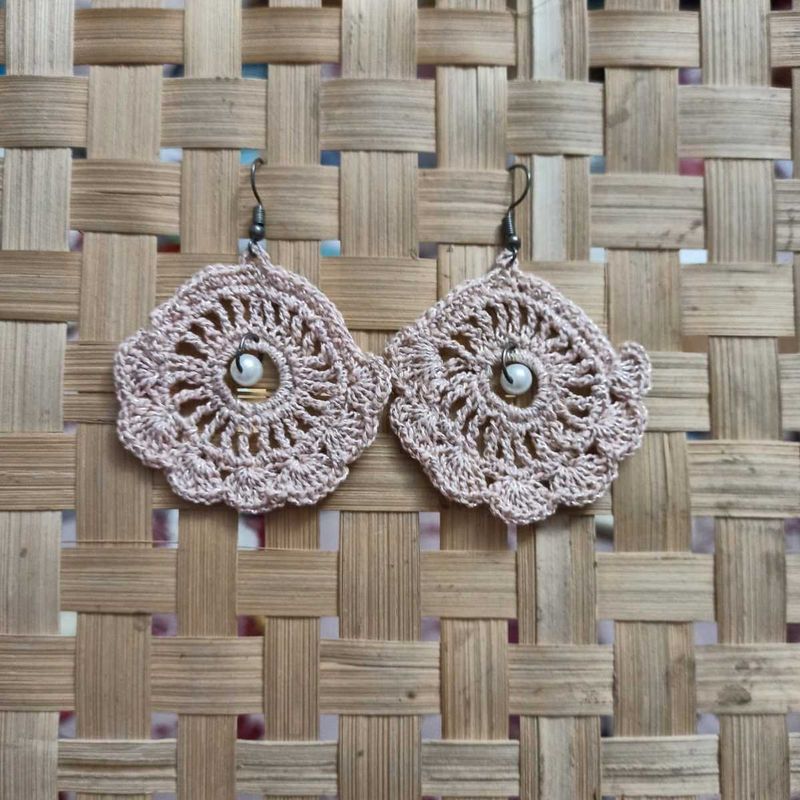 Boho Crochet Pearl Drop Earrings