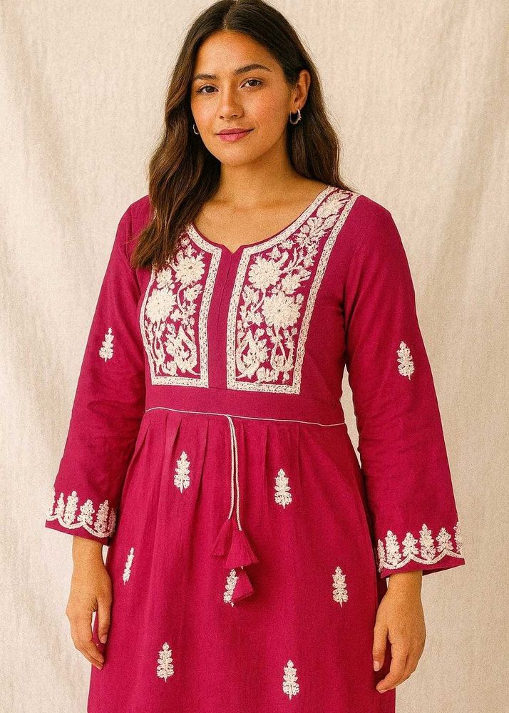 Pink Embroidered Kurta