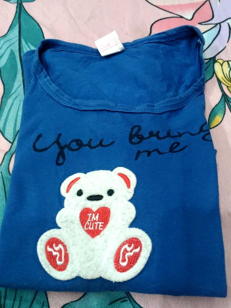 Cute Blue Teddy Bear T-Shirt