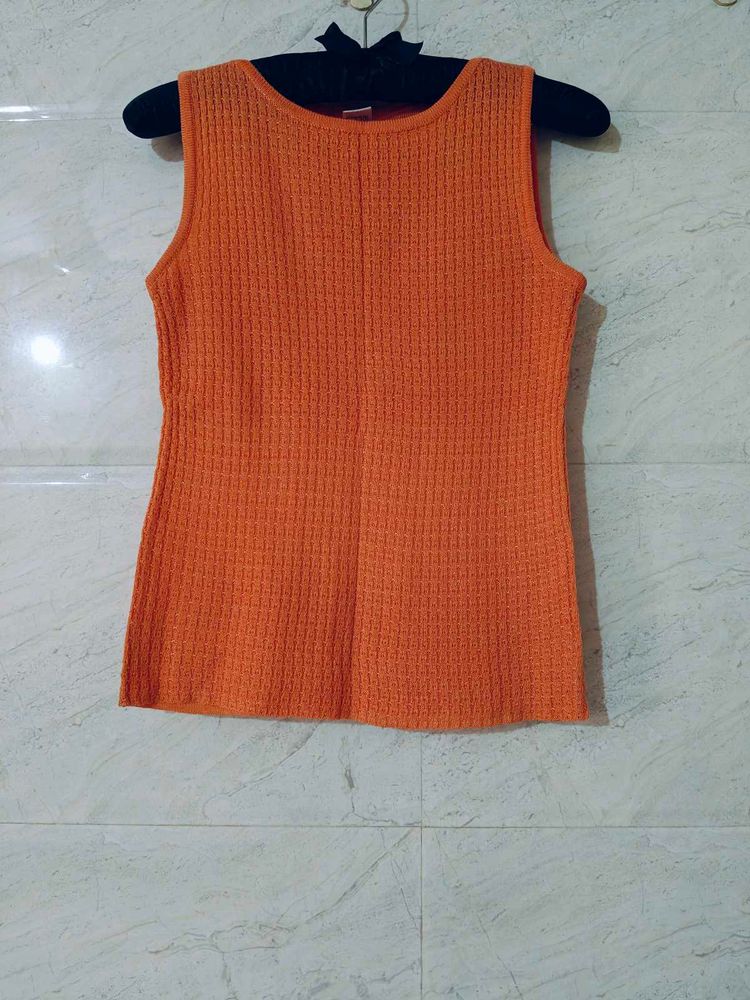 Orange Knit Tank Top