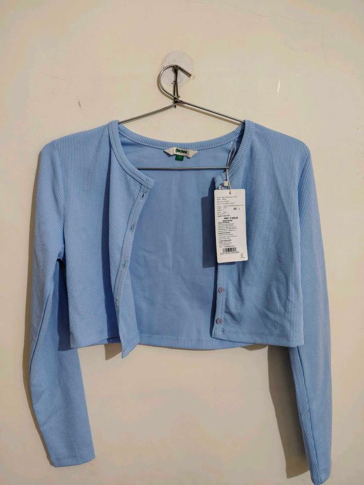 Baby Blue Cropped Cardigan