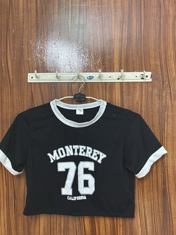 Black "Monterey 76" Crop Top