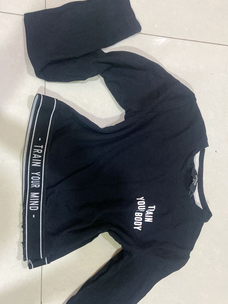 Baby Black Graphic Long Sleeve Tee