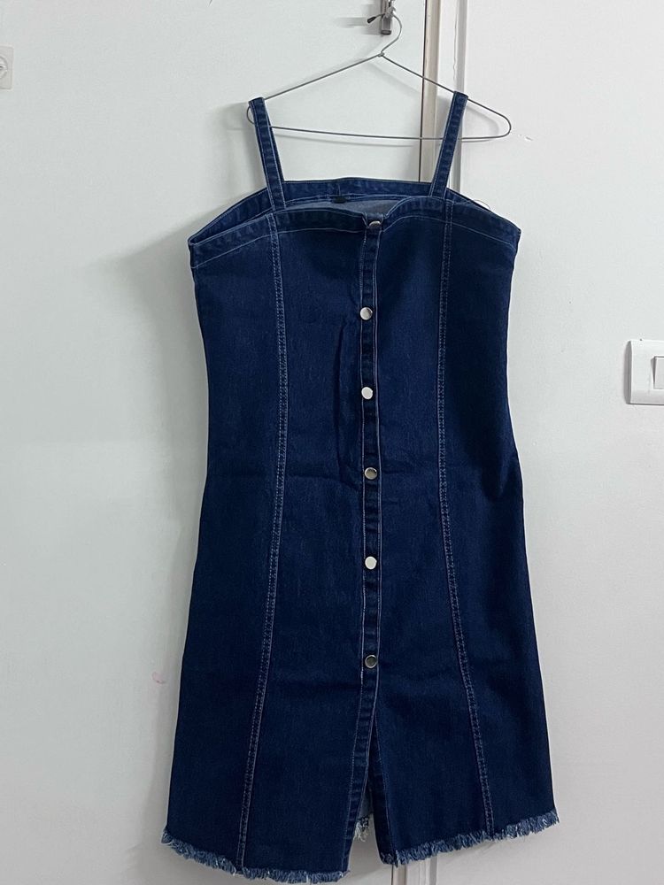 Denim Button-Up Mini Dress