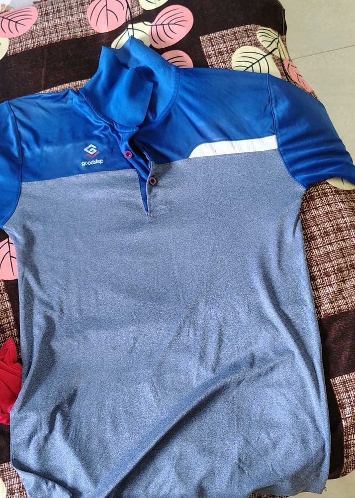 Goodstep Blue &amp; Grey Polo T-Shirt