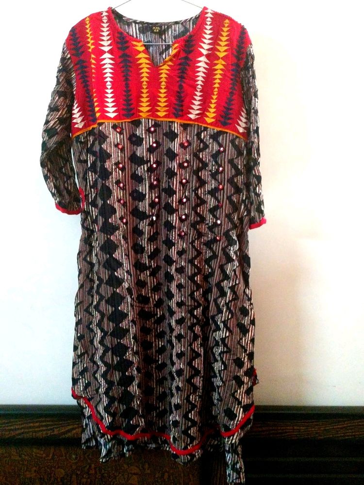 Red And Black Traditional Kurti