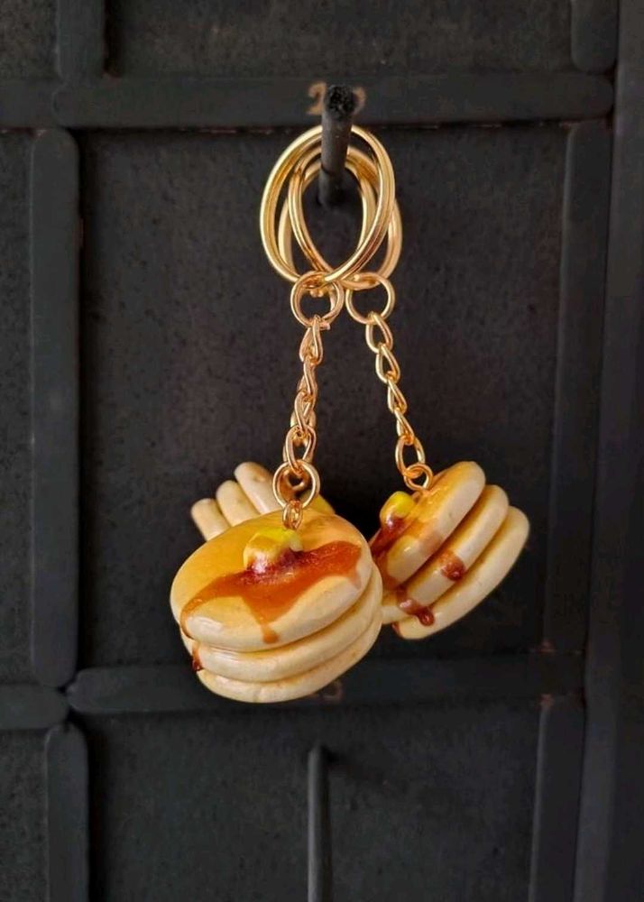 Layered Maple Syrup Pancake Keychain