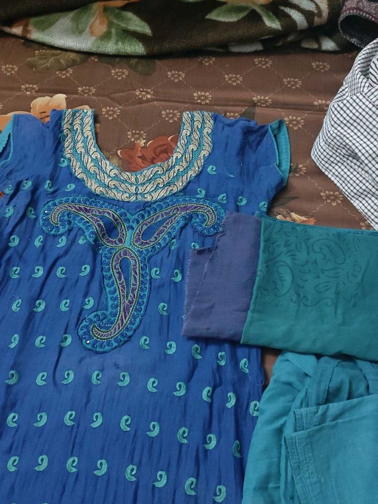 Blue Embroidered Kurta Set