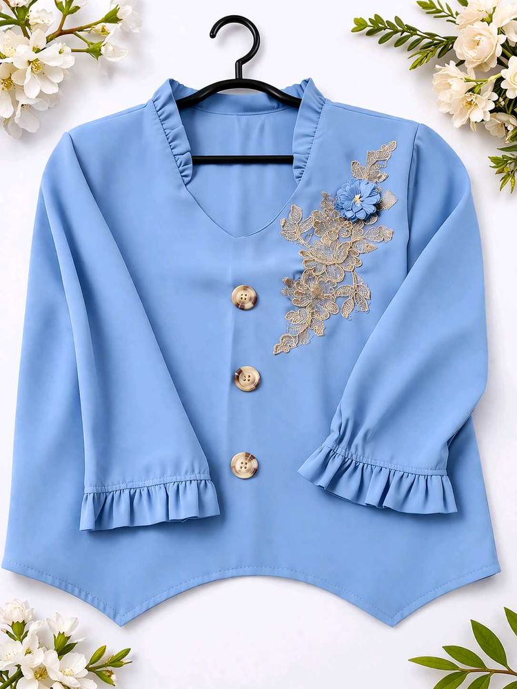 Elegant Sky Blue Embroidered top /seize M / stylis
