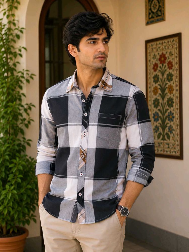 Checked Long Sleeve Men's Shirt