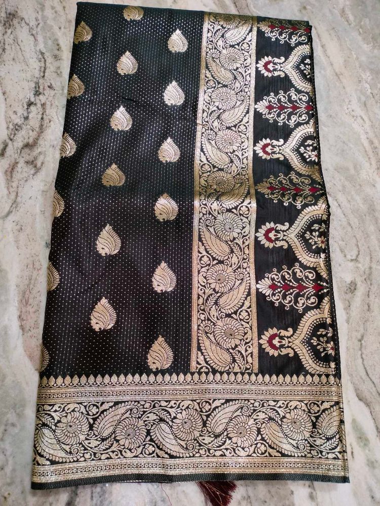 New coffee brown colour satin Silk saree with blou