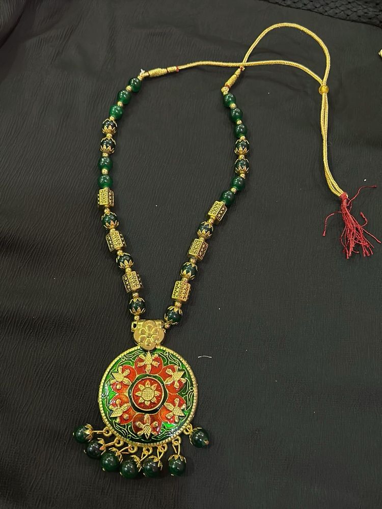 Bohemian Green Beaded Necklace